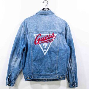 Guess Jeans Embroidered Logo Denim Jacket Small Y2K Streetwear